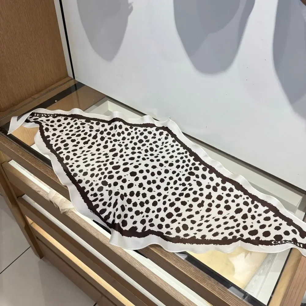 NEW‼️Coach Wild Spots Print Silk Diamond Scarf CFG38